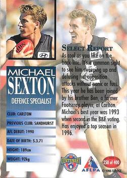 1996 Select AFL #258 Michael Sexton Back
